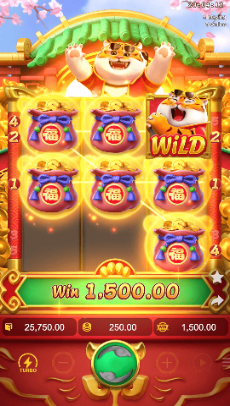 Exemplo oficial de grade durante o recurso Fortune Tiger